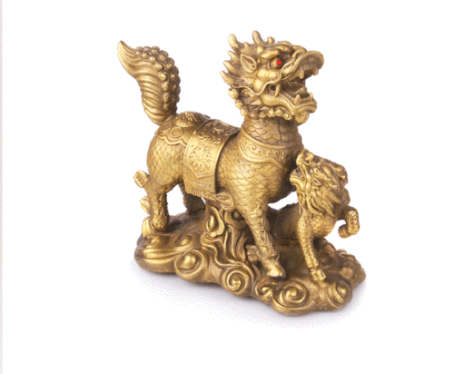 天御阁纯铜麒麟摆件一对大号黄铜财富麒麟招财风水工艺品客厅玄关办公
