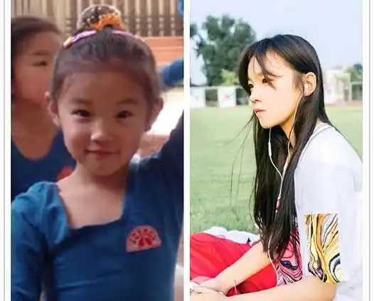 其中两张照片最让人关注,左边的这张是更小的时候宋雨琦的照片,从照片