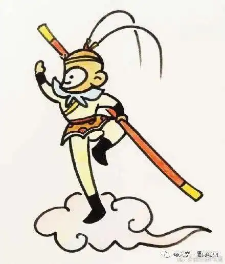 简笔画筋斗云孙悟空