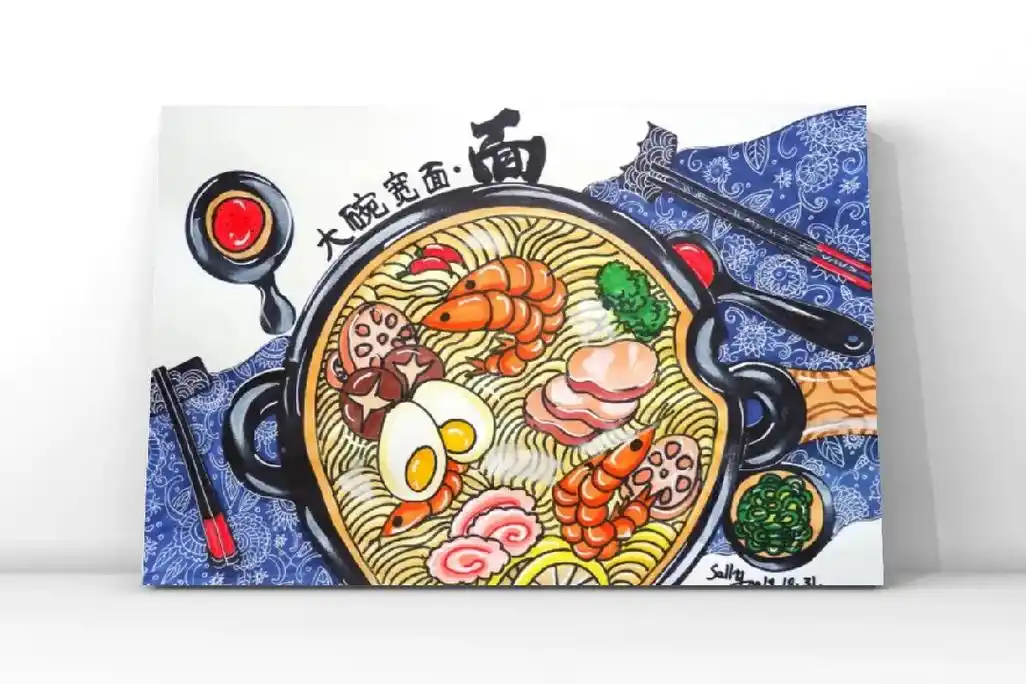 6—8岁作品《大碗宽面》#少儿美术教育 #一起学画画 #美术 - 抖音