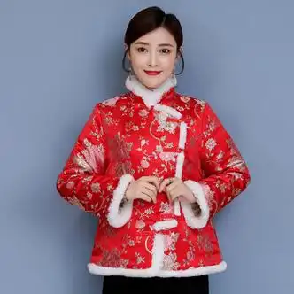 camalgori中国风女装红色唐装改良过年拜年汉服旗袍冬装短款夹棉衣