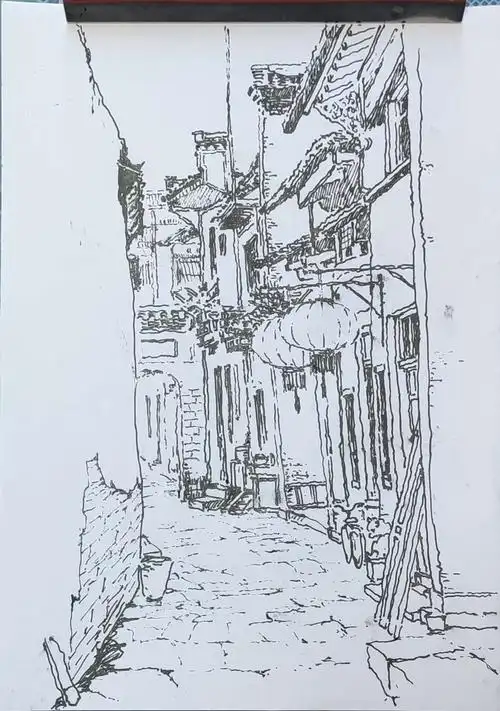 钢笔速写:街景
