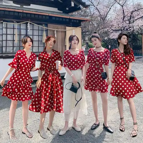 波点姐妹装不一样的闺蜜装裙子五人宿舍闺蜜裙学生寝室服装女六人