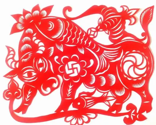 《金牛送财》杨庆峰老师脱稿剪纸展演作品2016年——2017年被评为新乡