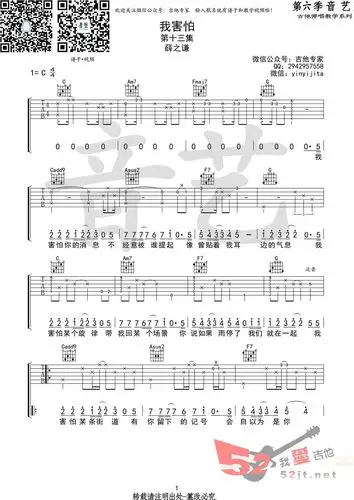 我害怕 原版吉他谱 第1页