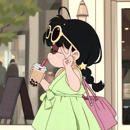 元气满满的喝奶茶头像