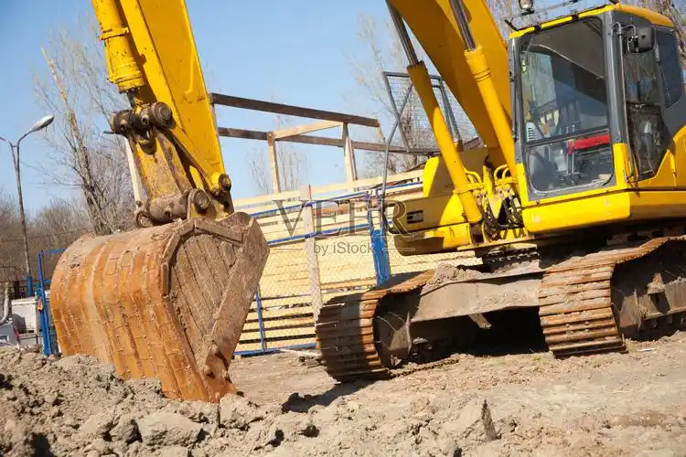 工地挖掘机的特写镜头照片摄影图片