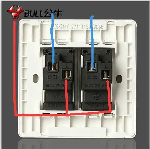 双开单控开关每个开关都有四个接头,分别是上l1和l下也是求接法