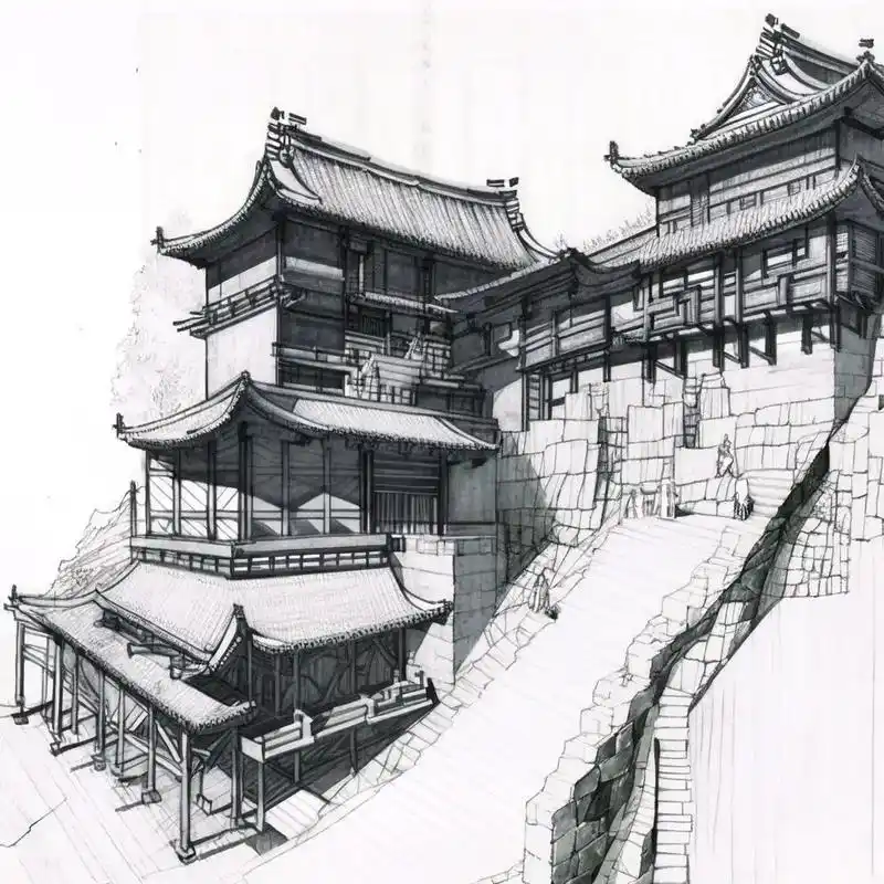 中式建筑设计西湖老街西湖繁盛全景图