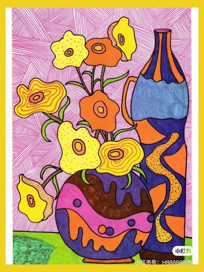 分享一波彩色线描画.#创意美术 #画画 #儿童画 - 抖音