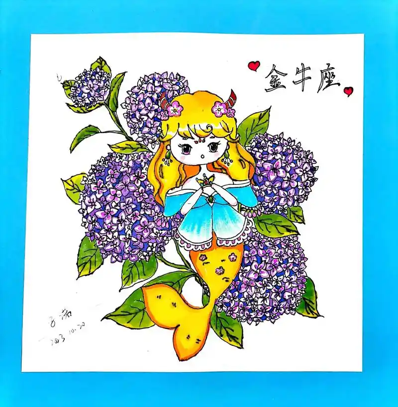 十二星座之金牛座#画画其实很简单 #儿童画作品 #儿童美术  - 抖音