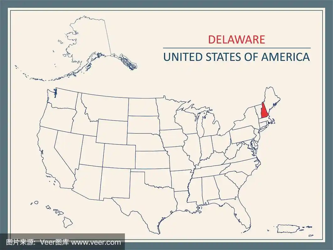 特拉华州地图美国印刷