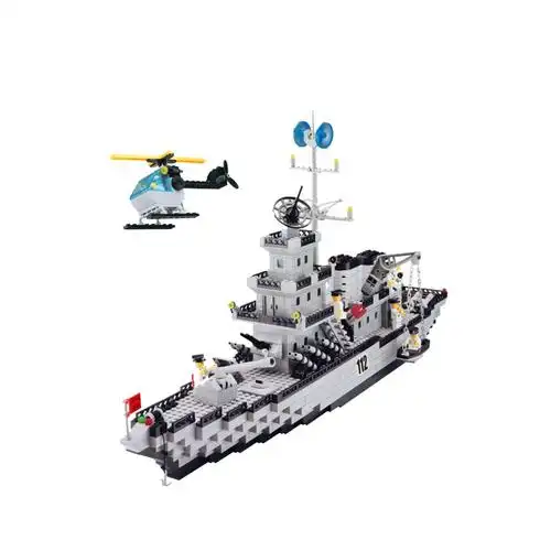 启蒙玩具大型航空母舰拼装 乐高积木军事大型军舰男孩子6 12岁112