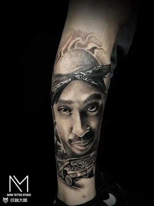 2pac肖像_纹身图案手稿图片_铭克的纹身作品集