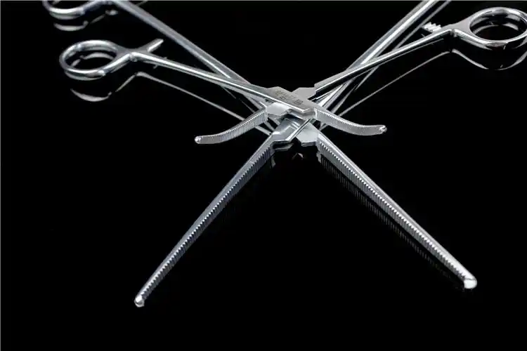 金钟医用柯克钳扣扣钳扣克钳库克钳可可钳直弯头有钩带齿金钟16cm弯头