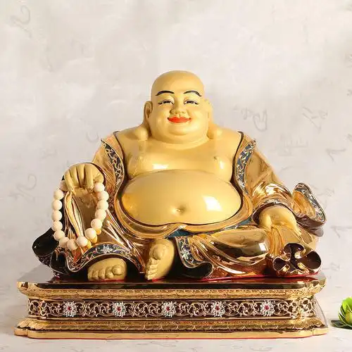 宝成佛具台湾铜鎏金大肚弥勒佛摆件佛堂客厅供奉佛像笑佛开心佛