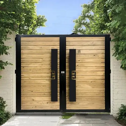 大门新款高档欧美美式铁艺实木别墅院子庭院庭院门