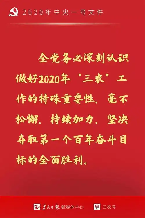2020年中央一号文件精神摘要