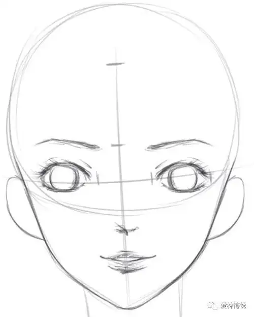 修画脸型并添加大概的五官形状.   4