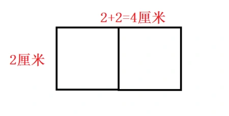 用边长2厘米的两个小正方形拼成一个长方形,求长方形的周长?