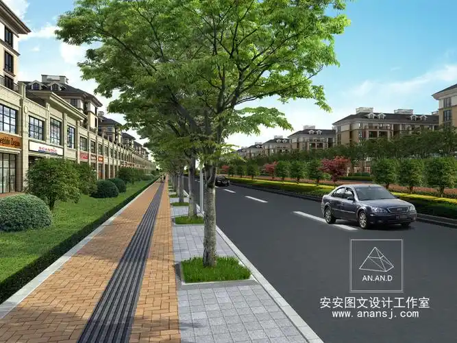 行道树在道路绿化效果图设计中的种植方式