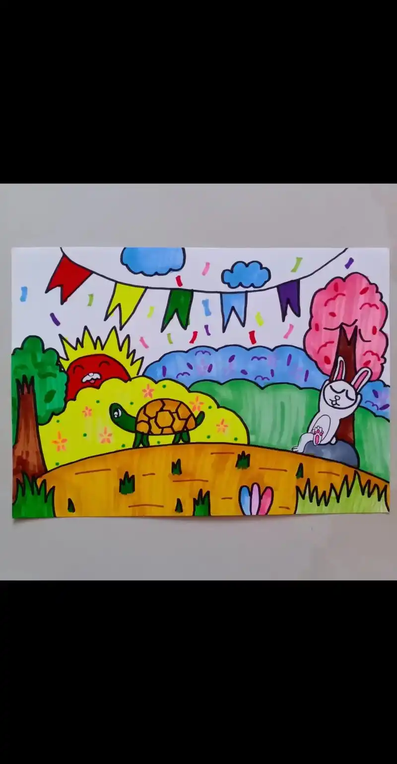 成语故事配画《龟兔赛跑》#自创画风 #原创手绘 #兴趣爱好