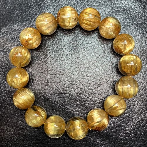 巴西矿天然金发晶手链女金钛晶铜发顺发手串男铜发晶猫眼金顺发晶