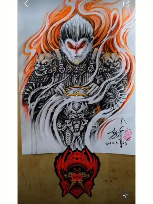 斗战胜佛纹身手稿猴子纹身图案齐天大圣