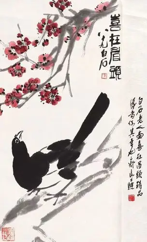 齐白石老人画梅花,艳丽清新_高清图集_新浪网
