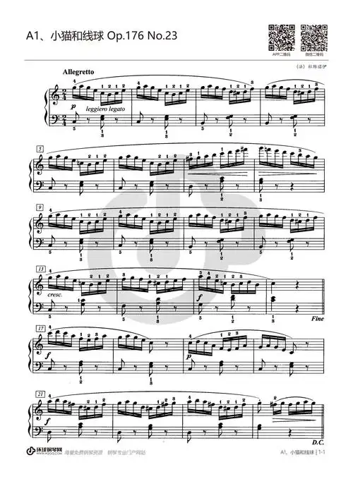 176 no.23钢琴谱-杜维诺伊a1,小猫和线球 op.176 no.