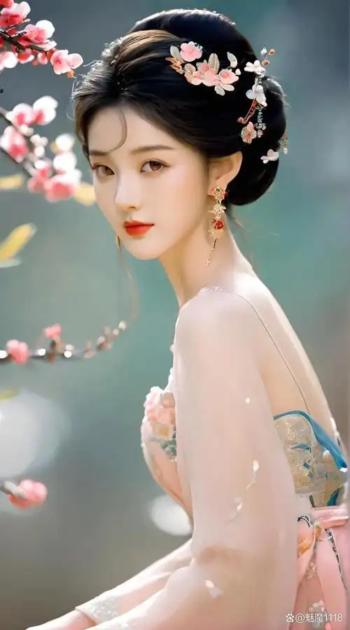 ai少女|桃花林中古风绝色美女 古典韵味 倾国倾城