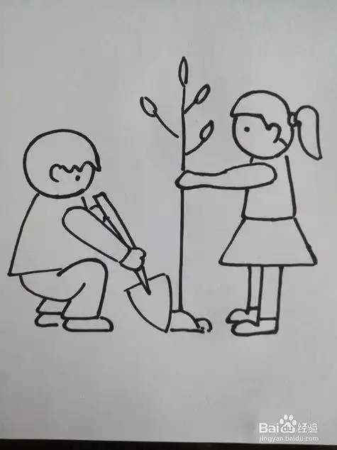 植树节手帐本简笔画小装饰绘画