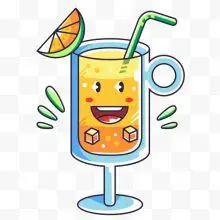 手绘清新果汁饮料杯卡通矢量