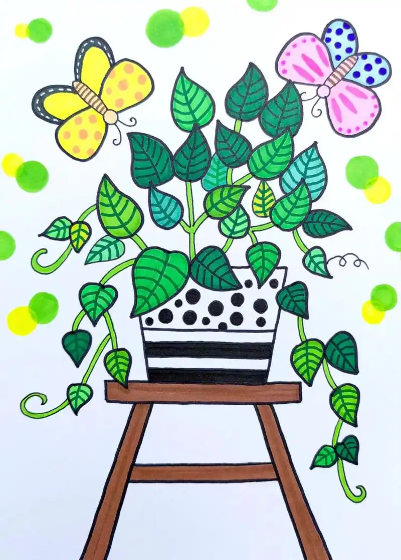 绿萝.#儿童画 #简笔画 #画画 #一起学画画 #美术课件 - 抖音