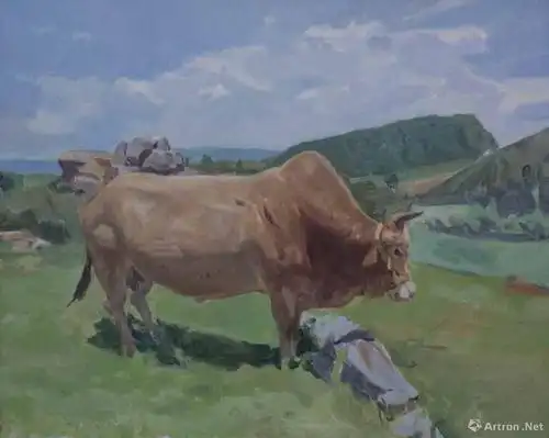 《黄牛》  苏家寿 40x50cm 2016年 布面油画