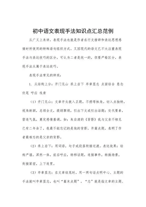初中语文表现手法知识点汇总范例docx