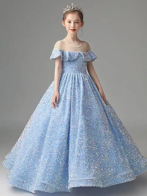 小主持人礼服女童十岁女孩生日公主裙高端国庆节中学生合唱演出服