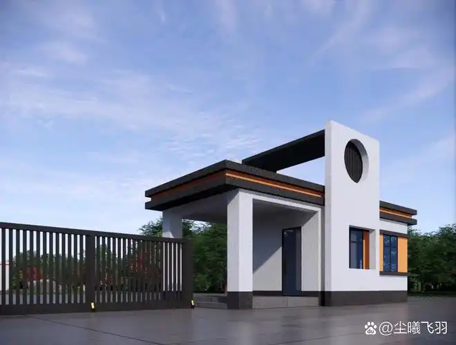 厂房大门门头保安室外立面效果图设计