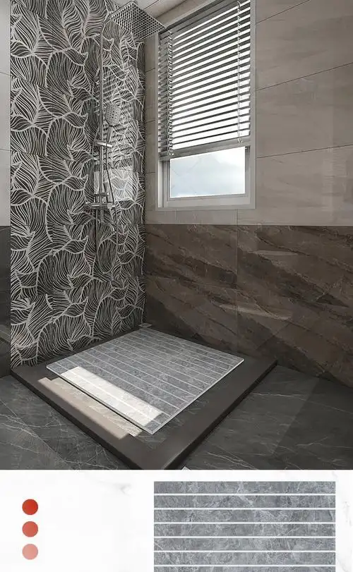 科勒京 淋浴房脚踏石900x900横槽淋浴房流水防滑地板砖网红厕所沐浴