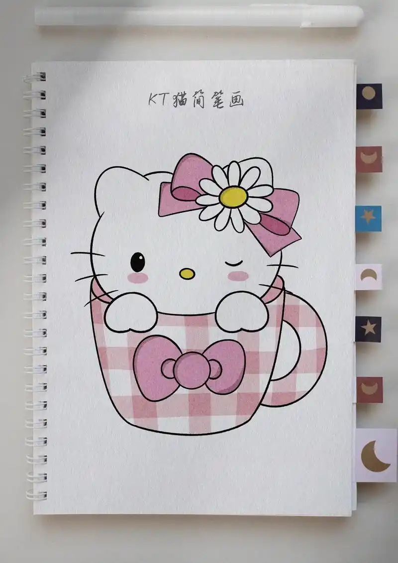 kt猫简笔画.可可爱爱的kt猫来了#hellokitty # - 抖音