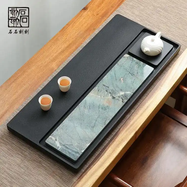 雅绿奢石乌金石茶盘