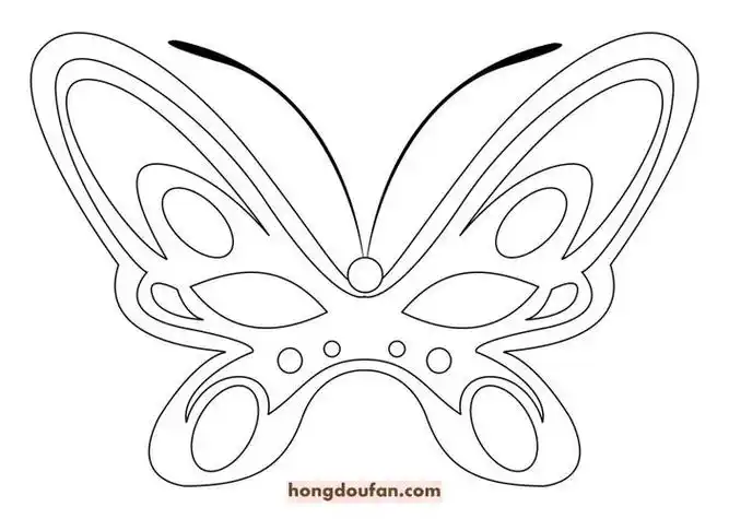 13张女生最爱的可涂色蝴蝶面具免费下载-红豆饭小学生简笔画大全