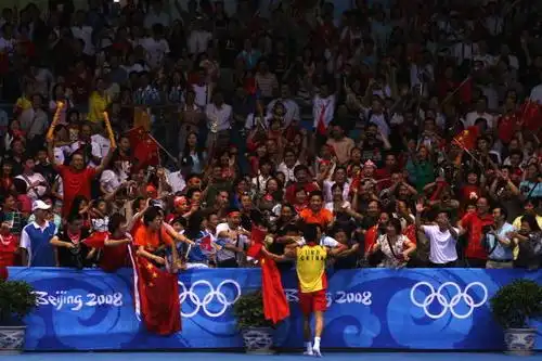 图文奥运会羽毛球男单决赛全场观众为林丹鼓掌