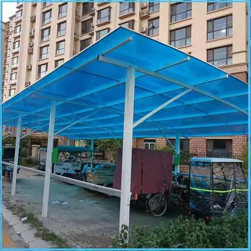 沐川中空8mm阳光板车棚pc双层蓝色阳光板聚碳酸酯阳光板