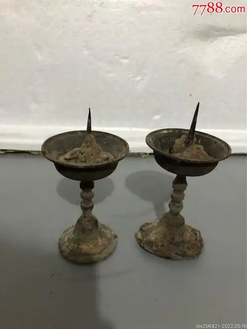 民国铜蜡烛台一对全品