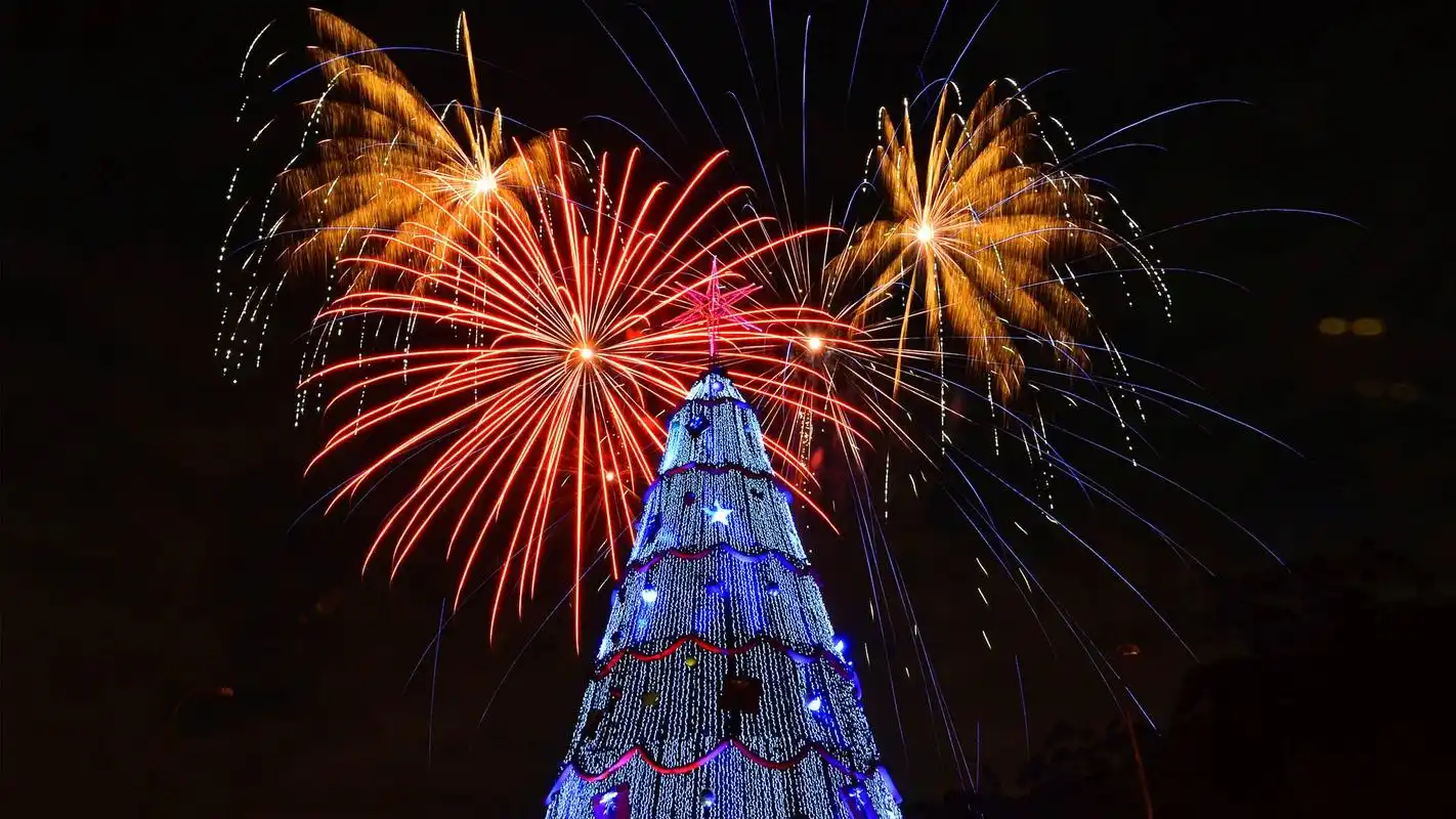 梦幻迷人的烟花夜景图片桌面壁纸