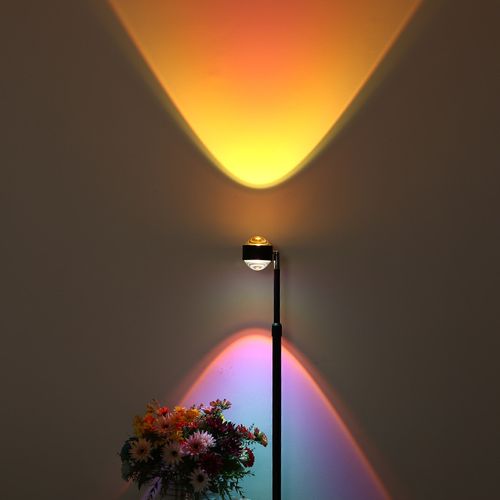 跨境网红夕阳落地灯彩虹投影日落灯直播夕阳氛围灯拍照双头落日灯