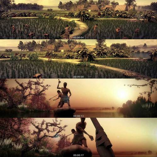 古代农业 刀耕火种 原始社会部落野人捕猎捕鱼3d动画三维视频素材