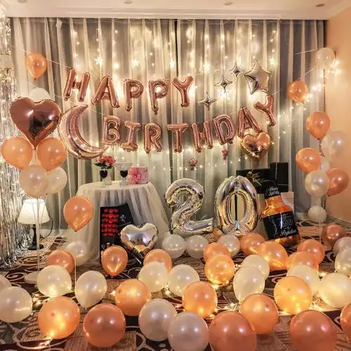 生日快乐派对趴体装饰气球女孩男朋友浪漫惊喜创意场景布置背景墙