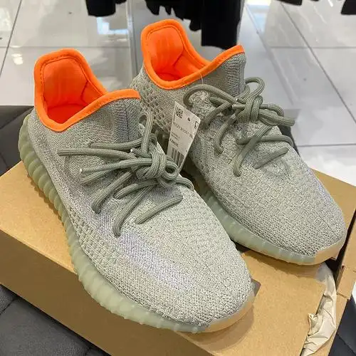 限量潮鞋adidas阿迪达斯yeezy350v2灰橙侧透满天星椰子跑步鞋fx9035